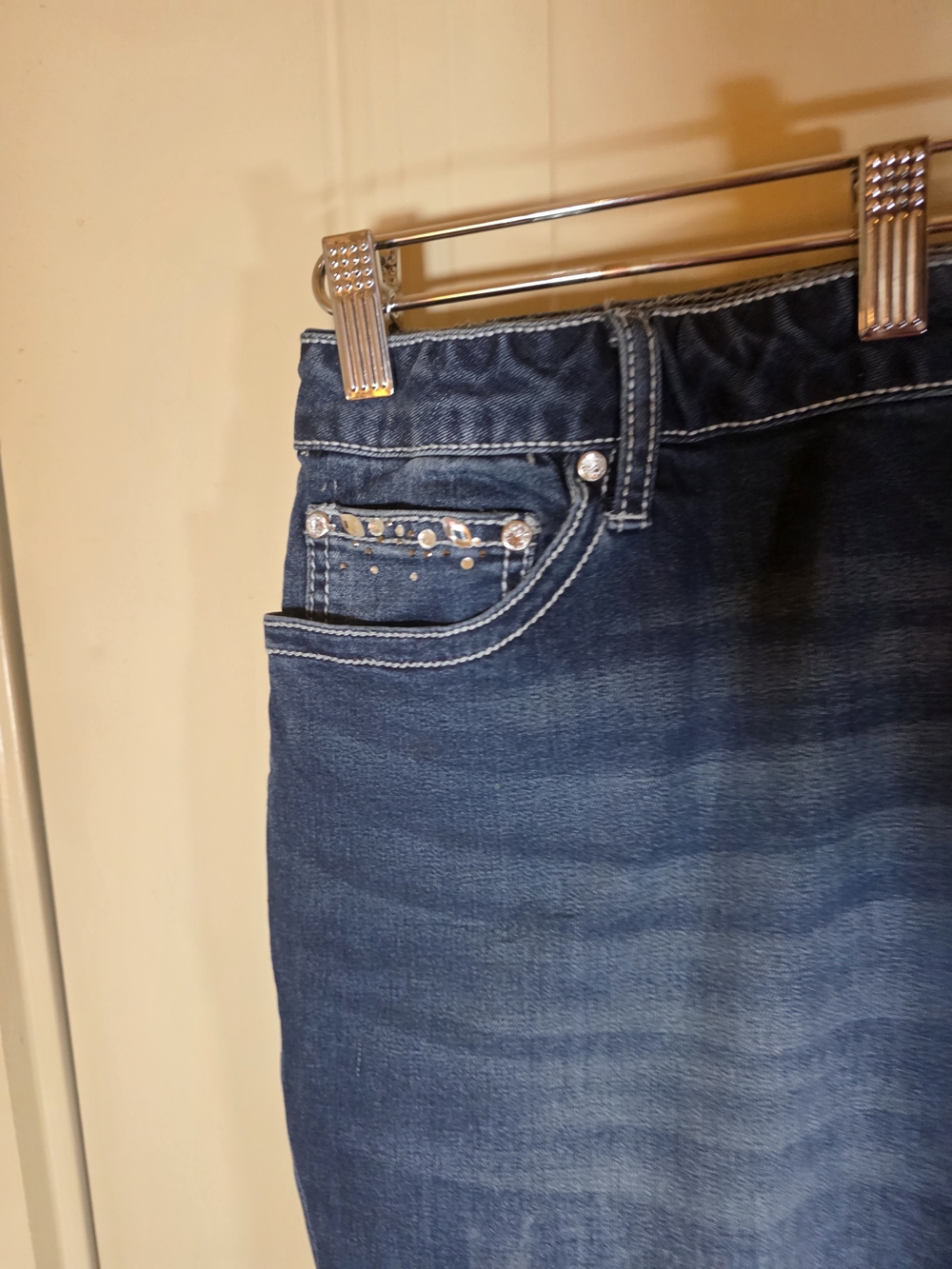 Csto Dark Embellished Denim Capri Jeans 24W Girls Night Out Y2K Style - Picture 4 of 14